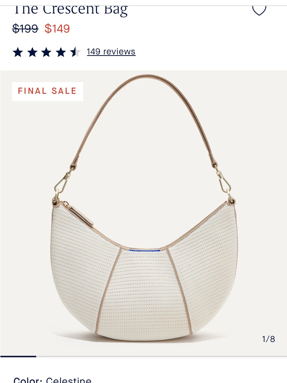BRAND NEW Celestine Crescent Hobo Bag in Cream and Tan (still has tags!)